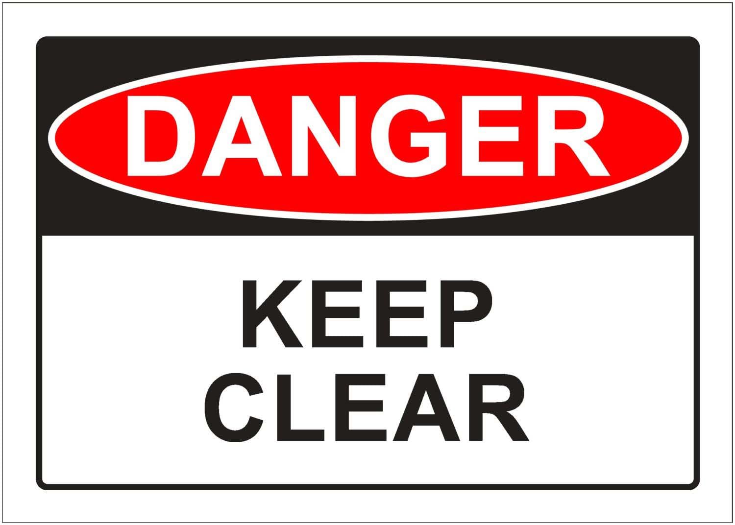 Keep Clear Danger Sign L10318, 12x8 Inch Metal Tin Sign, Industrial Facility Hazard Warning Sign