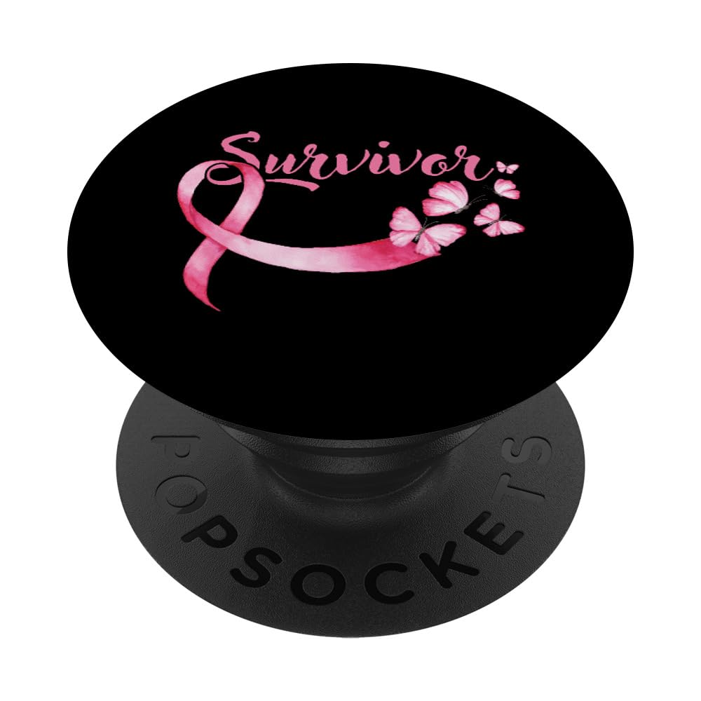Breast Cancer Awareness Pink Butterflies Band Survivors PopSockets Adhesive PopGrip
