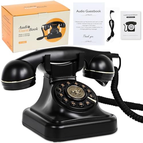 ROOMEDAL Audio-Gästebuch für Hochzeiten Vintage-Telefon mit Sprachnachricht und Premium-Geschenkbox für besondere Anlässe Junggesellinnenabschied Geburtstagsfeier Babyparty