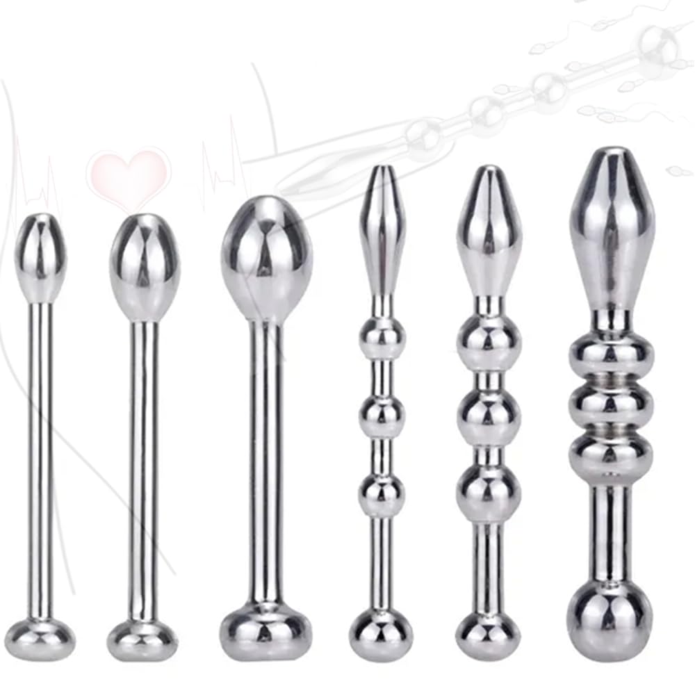 6 tailles différentes de tubes de sonde urétrale pour hommes, version allongée.