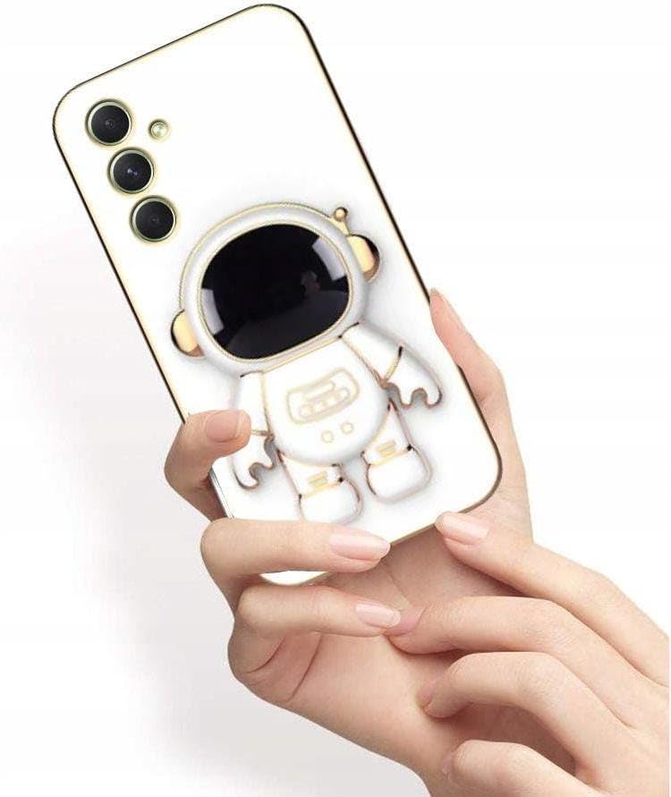 Image of for Samsung Galaxy M52 5G Case Cute 3D Astronaut Stand Design Camera Protection Shockproof Soft Back Cover (for Samsung Galaxy M52 5G, White)