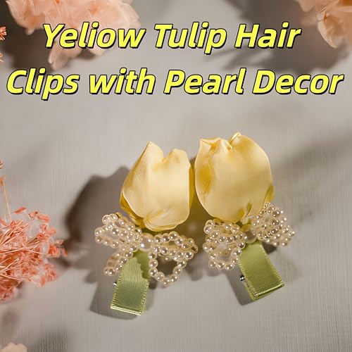 Pinzas para el cabello con moño 3D y flores falsas, 2 piezas miniatura 4