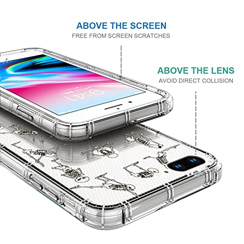 CARLOCA iPhone 8 Plus Case, Clear with Funny Cute Yoga Skeleton Pattern, Shockproof TPU Bumper Protective Case - image 6