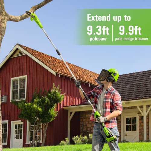 Greenworks PSPH24B210 24V 8 Inch Cordless Polesaw + 20 Inch Pole Hedge Trimmer Combo thumb #4
