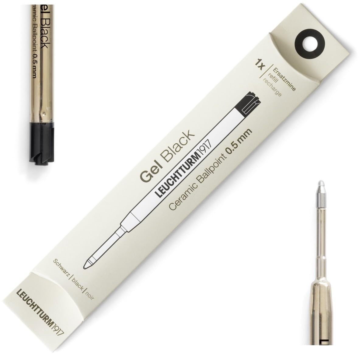 LEUCHTTURM1917 - Gel Pen Parker Style Refills 0.5mm for Drehgriffel Nr 1 - Document Proof ISO 15727-2 (Black)
