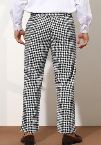Houndstooth Suit Pants for Men Slim Fit Classic Business Plaid Dress Trousers3