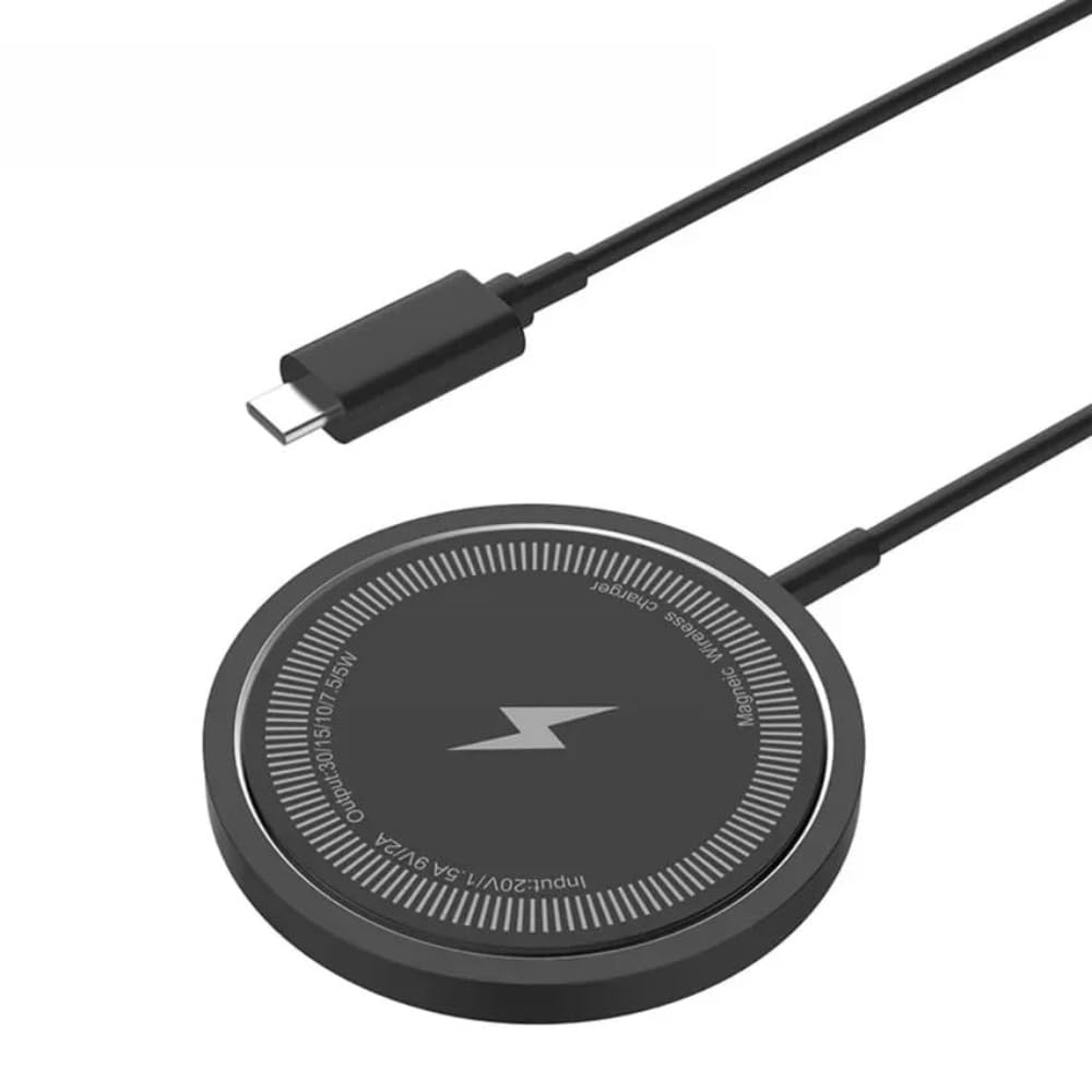 15W Magnetic Wireless Charger for Magsafe iPhone 17 16 15 14 13 12 Pro Max Mini Portable for Magsafe Chargers Induction PD Fast Phone Charging Station Pad (PD Port Only Black)