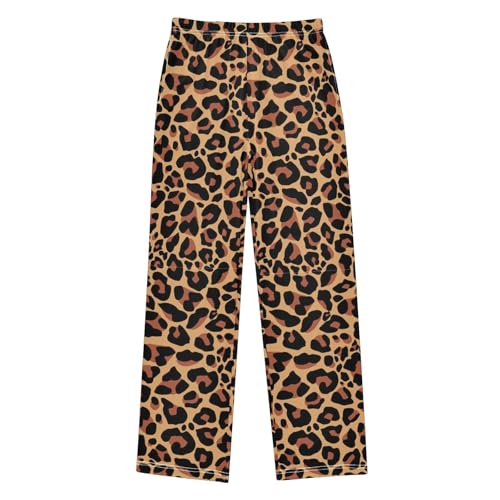 Boys Pajamas Pants Leopard Cheetah Skin Print Elastic Waist PJ Bottoms Comfy Lounge Long Pants S