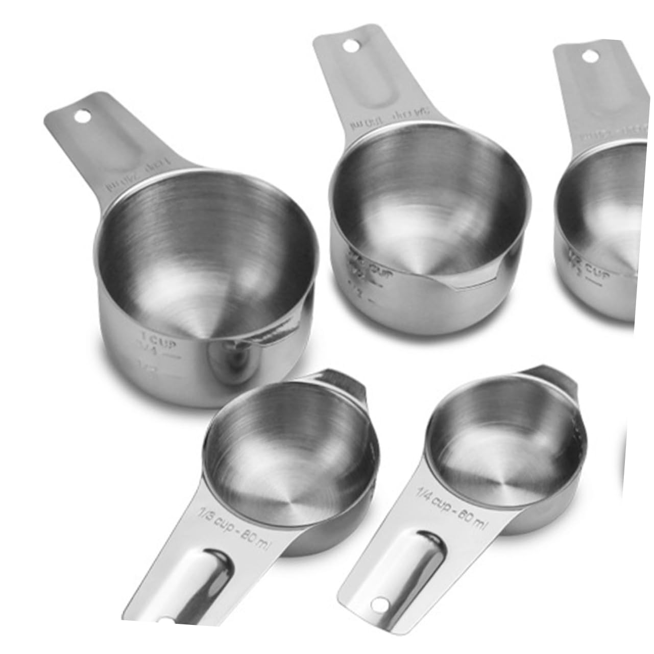 Juego De 7 Tazas Medidoras Para Hornear Utensilios De Cocina Acero Plateado