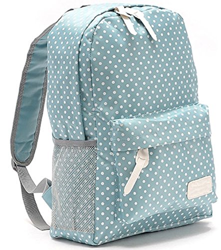 Bolso de escuela para chicas adolescentes Ligero Mochila Mochila de lona lunar de 14 "-15" Mochila para portátil (Azul claro) Cover