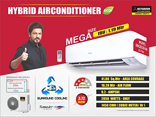 Image of MITSUBISHI HEAVY DUTY SRK25CSS-S6 2.2 Ton 3 Star Split Air Conditioner (White)