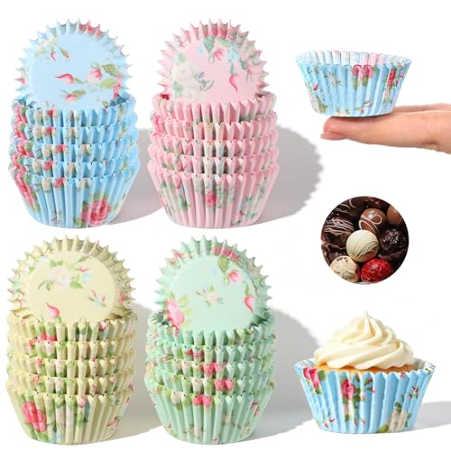 500 Stück MuffinföRmchen Papier Cupcake FöRmchen für Party Geburtstag Hochzeit Backen Dessert (3.5x2.3cm Vier Farben)