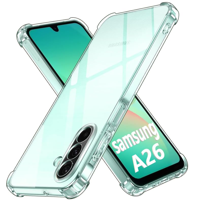 Image of Lustree Back Cover Transparent Case Compatible with Samsung Galaxy A26 | Clear + TPU Case with 4 Corner Air Cushion Protection & Camera Protection | Slim& Stylus Cover