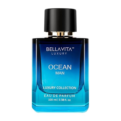 BellaVita Luxury OCEAN Eau de Perfume para hombre (3.4 fl oz) Fragancia acuática fresca Notas acuosa, bergamota, orquídea y jazmín Fragancia