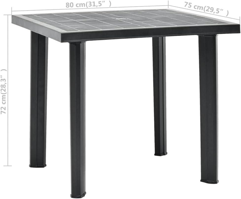 Vintage Patio Coffee Table, Patio Dining Table with Wooden Frame, Outdoor Coffee Side Table for Outside Patio, Patio Table Anthracite 31.5"x29.5"x28.3" Plastic