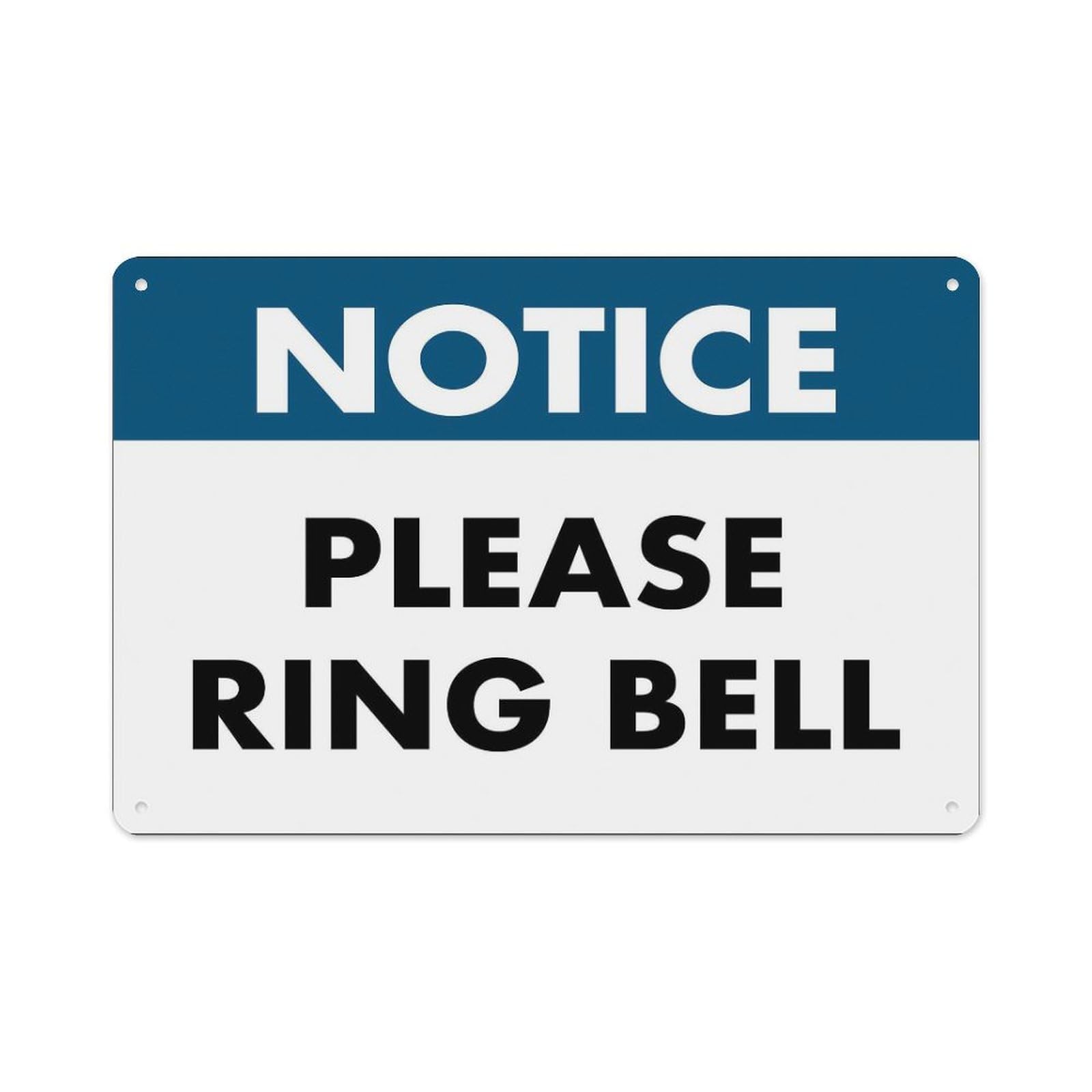 peiyeety Notice Please Ring Bell Sign Aluminum Tin Warning Signs for Home Outdoor Garden 8X12 Inches
