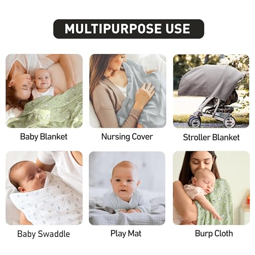Image of Muslin Swaddle Blankets for Newborn, 3 Pack Breathable Soft Receiving Blanket, Large 38 x 40 inches Swaddle Wrap Burping Clothes Diapers, Essentials Infant Shower Items, Toddler Gift (Cute Country)