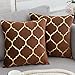 Fundas de Almohada 18X18 Terciopelo Suave Estampado Dorado Geométrico Quatrefoil Cuadrado Marroquí Throw Pillow Covers Fundas de Cojín para Sofá Sofá Cama Silla Coche, Marrón,Juego de 2