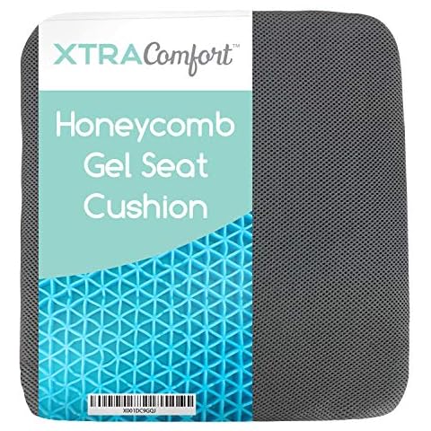 Xtra-Comfort Xtra-Comfort Gel Seat Pad Cushion (Gray) - Orthopedic Wheelchair Seating for Cars, Outdoors, Stadium, Truck, Van, Office - Sitting Pillow Cover