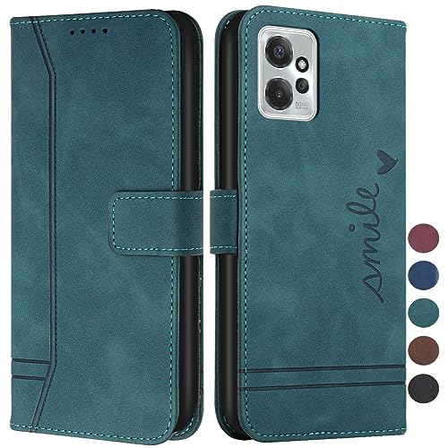 Étui portefeuille Moto G Power 5G 2023 en cuir vert avec porte-cartes