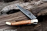 DKC Knives DKC-62-PT-DS PLANTANUS Prince Laguiole Damascus Steel Folding Pocket Knife 4' Folded...