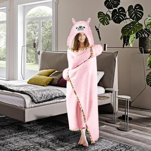 Couverture douce anti froid châle d'hiver à capuche alpaga