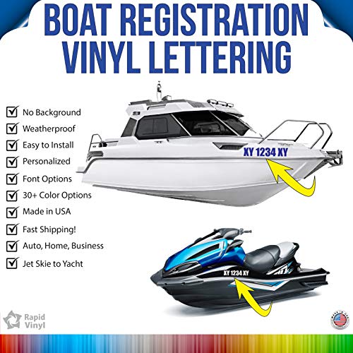Rapid Vinyl Boat Registration Numbers Custom Vinyl Lettering & Numbers for Boats Multiple Size Options Pack of 2