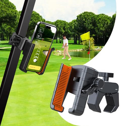 linwetra Golf Cart Phone Holder- Rotatable Universal Phone Mount Compatible with iPhone/Samsung/Pixel and Smartphones