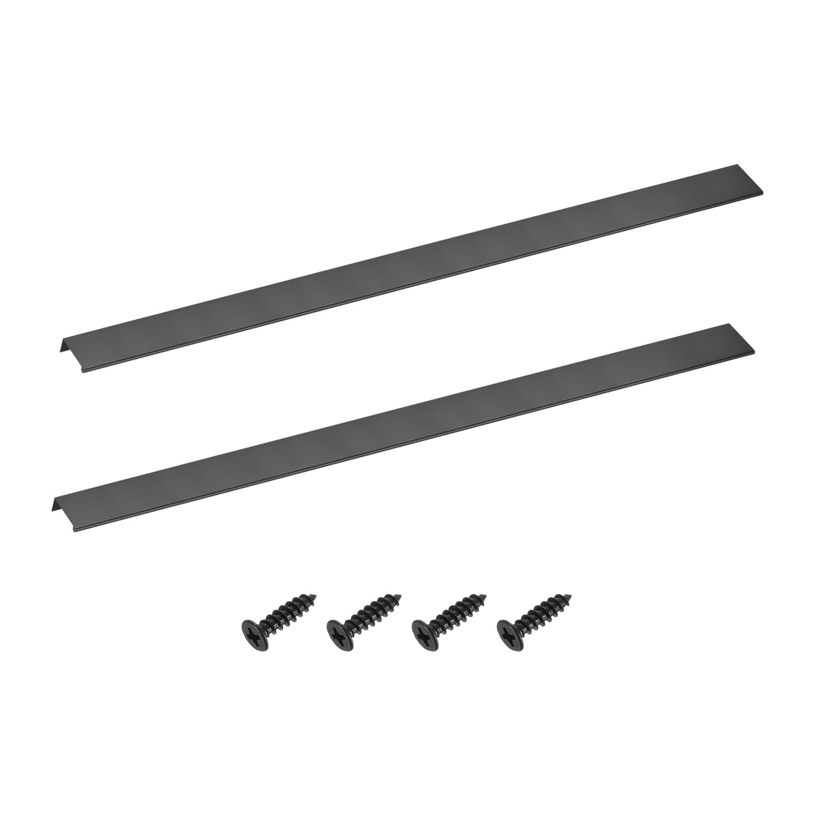 sourcing map Cabinet Finger Edge Pull, 2pcs 800mm / 31.5" Aluminum Alloy Back Mount Hidden Drawer Edge Handles, Modern Concealed Tab Pulls for Home Kitchen Furniture, Black — image 1