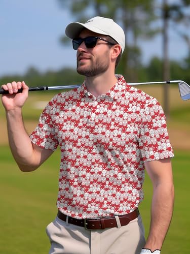 Image of PAGYMO Funny Golf Shirts for Men Crazy Printed Pattern Novelty Moisture Wicking Performance Mens Polo Shirt