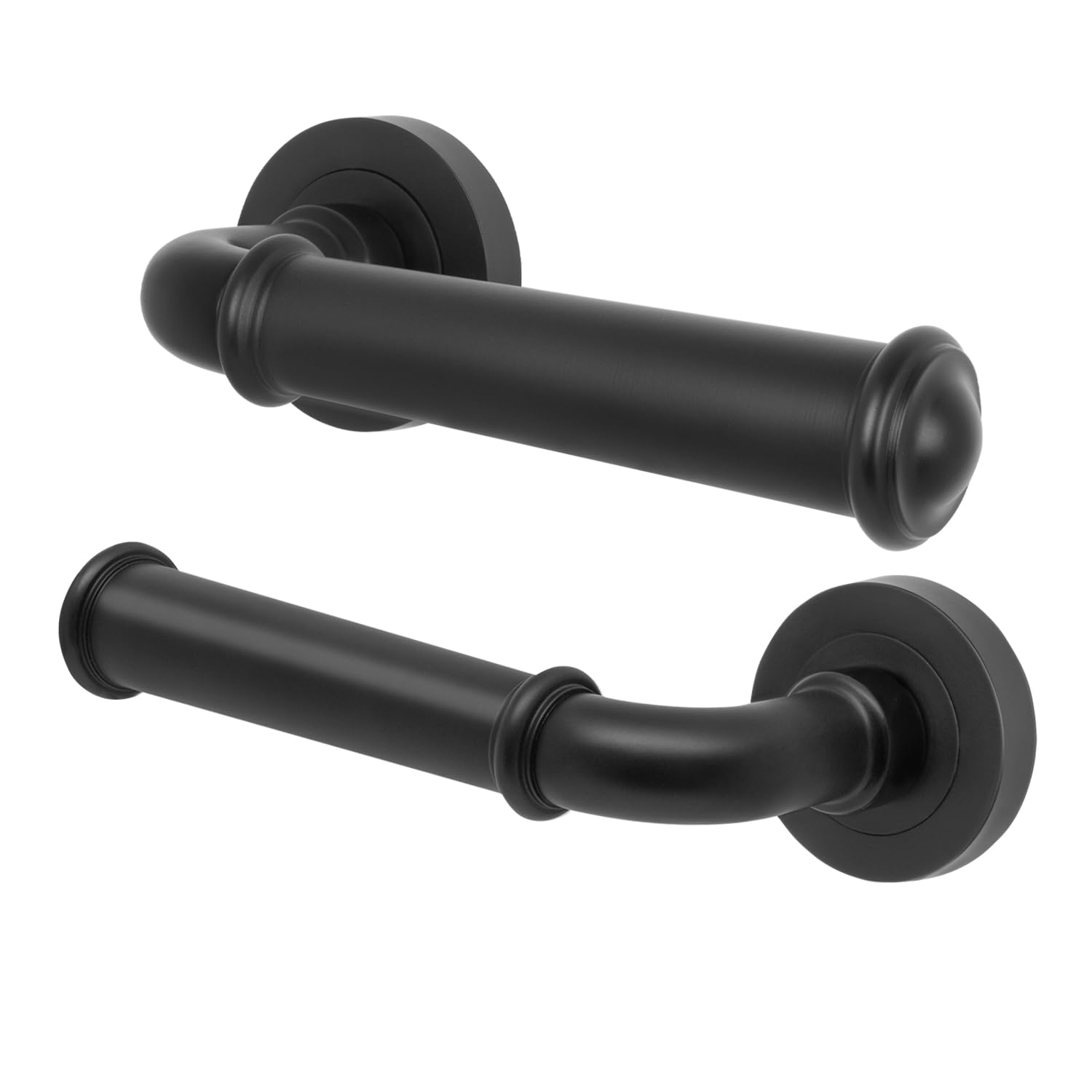 Eai Black Fire Door Handle, Matt Internal Lever On Rose Fire Rated Door Handle, Cerro Range 1 Pair
