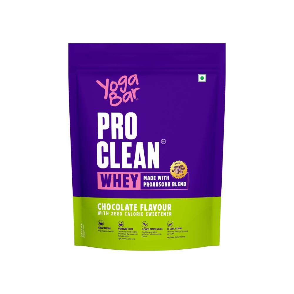Yogabar ProClean Whey Protein Blend 2 lbs | Chocolate Flavor with Zero Calorie Sweetener | 26g Protein per Serve | Zero-Calorie Sweetener Whey Protein Concentrate + Isolate | Clean & Light | Patented & Clinically Tested Pro-Absorb Blend-image-34