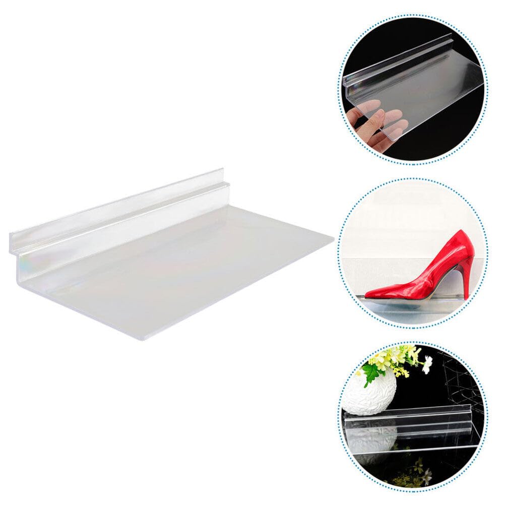 Housoutil Plastic White Shoe -Mounted Slatwall Shelves 4pcs Set for Retail Display