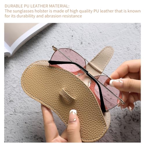 Image of Leather Sunglasses Case, Portable Soft Leather Sunglasses Bag, Flexible Sunglasses Pouch Slim Case for Men and Women(yellow)