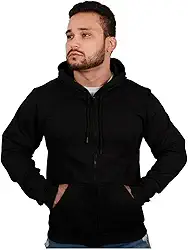 Moletom com Zíper Blusa de Frio Fechado Flanelado Moleton Com Capuz Blusão Casaco de Algodão Unissex Feminino Masculino Liso Sem Estampa