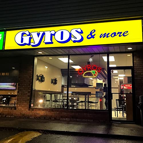 Image of GYROS Food Neon Signs for Wall Decor Neon Lights for Bedroom Led Business Signs Suitable for Greek Restaurants Canteen Dining Room Christmas 5V Power Adapter, 16.5 * 9 Inch(Red + White)
