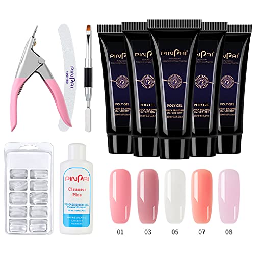 Polygel Nail kit set professional Extension Gel French Manicure Kit Includes phototherapy pen, nail file,False nail mold Poly gel scissors and slip solution polygel