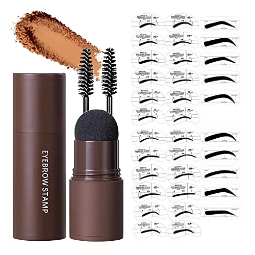 HIME SAMA Eyebrow Stamp and 34 Eyebrow Stencil Kit - 1 Step Eyebrow Stamp and Shaping Kit for Perfect Brow, 34 Eyebrow Stamp Stencils Kit, Long-lasting, Waterproof (Blonde)