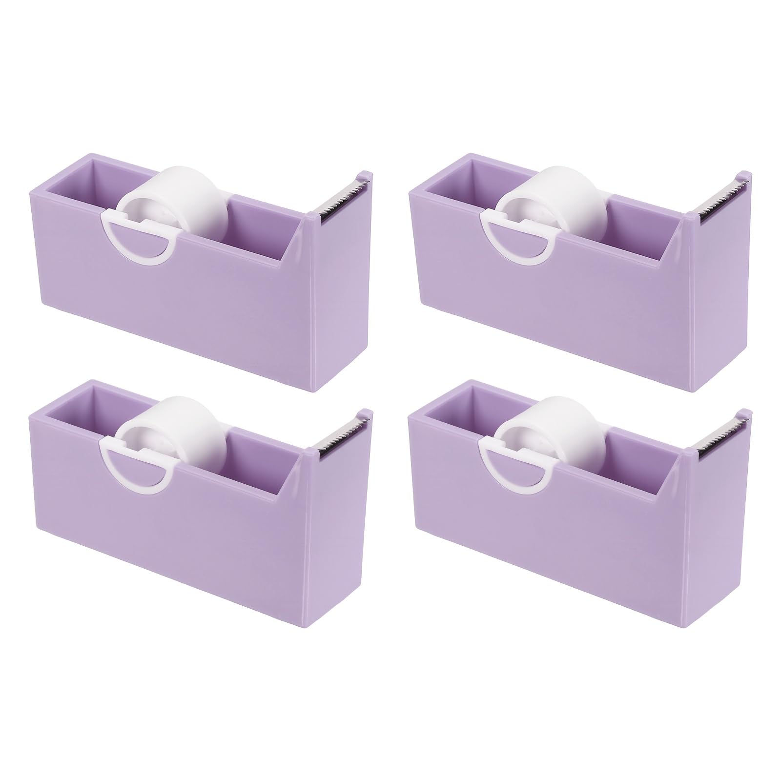 PATIKIL 4 Pack Tape Dispenser Desk, Small Desktop Tape Dispenser Cutter Holder for 17mm/0.65" Eyelash Tapes Rolls Desk Home Office Supplies, Purple