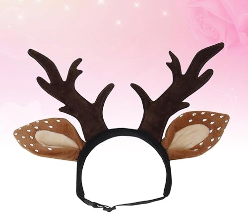 Miniatura 4 de Hemobllo Diadema de cuernos de reno para perro, alce, reno, para Navidad, perro, gato, mascota, disfraz de Navidad, accesorios para la cabeza para