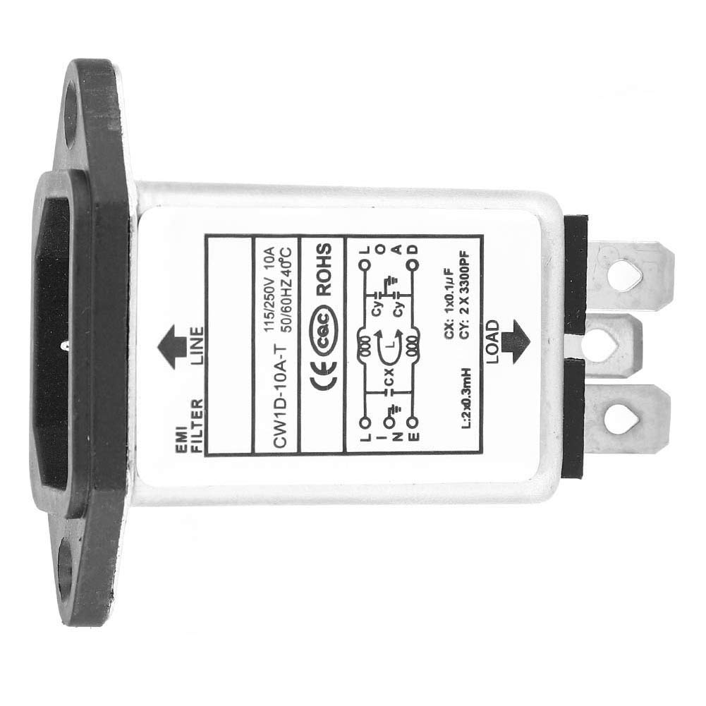 Filtro di Alimentazione EMI 115 V-250 V 10A 50/60Hz Monofase