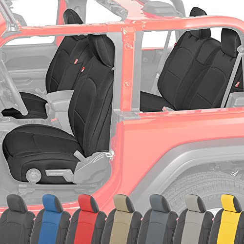Diver Down Neoprene Seat Cover Set - Fits Jeep JL 2-Door 2018-2022 Wrangler - Front and Back Seat Set - Waterproof Custom Fit Seat Covers - Soft Padded Cushion Feel - Thermal Resistant - (Black)