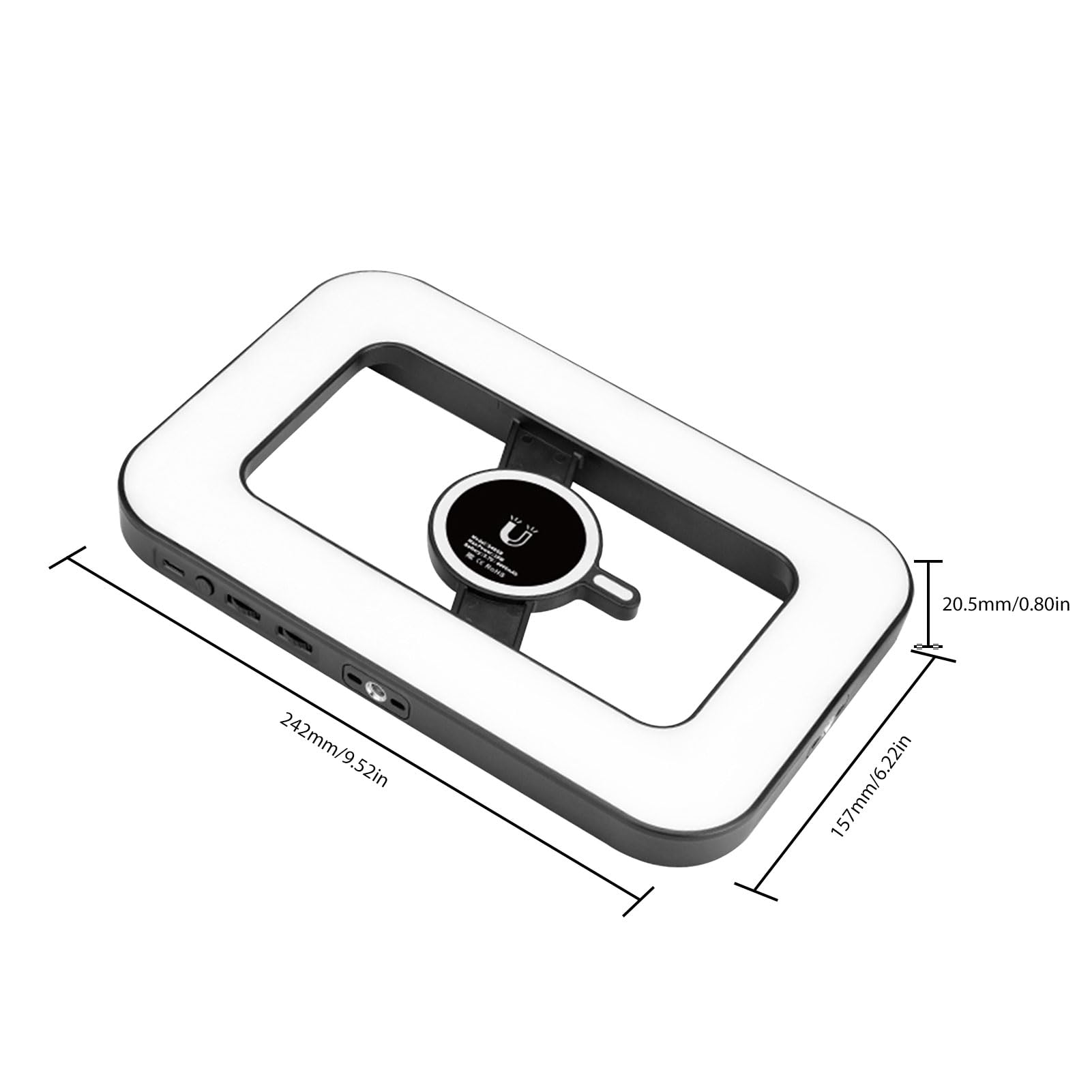 VBESTLIFE Anello Luminoso per Telefono Magnetico, 448 LED 6000mAh Luce per Selfie RGB Ricaricabile per Telefono, Stabilizzatore Portatile con Luce per Video, Foto, Trucco