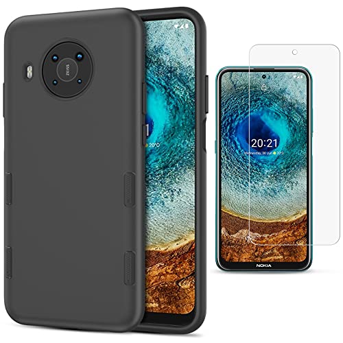 AmeriCase | Nokia X100 5G (T-Mobile, Metro) TUFY Case, Dual Layer Hybrid Shockproof Bumper with (Tempered Glass) Case for Nokia X100 5G (Black)