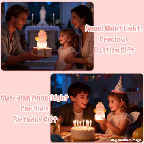 Image of OkiyiD Angel Night Light, Guardian Angel Nursery Lamp for Baptism Gifts