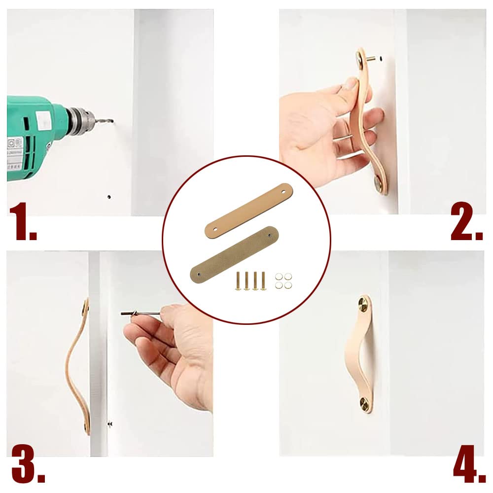 Ylinwtech 8 Pièces Poignées En Cuir Pour Armoires Et Tiroirs,Poignée En Cuir Exquis,Poignée En Cuir Délicat,Convient Pour Les Armoires, Les Tiroirs