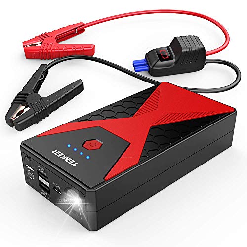 TENKER 1200A Portable Car Jump Starter Auto Battery Booster Pack with Dual USB Outputs, Type-C Port, and LED Flashlight