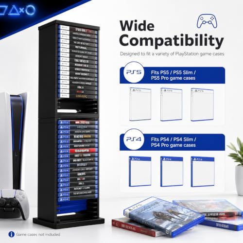 Gevvnss Support Rangement Jeux PS5 & PS4,Tour Organisateur 36 Disques – vue 6