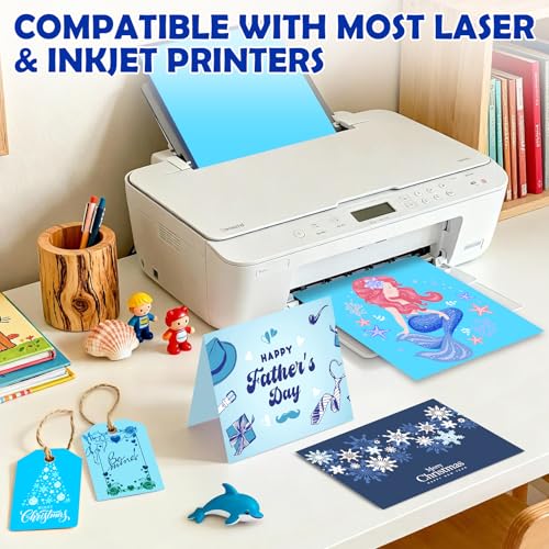 100 Sheets 8.5" x 11" Colored Cardstock, 5 Assorted Blue Shades of 180GSM/65LB Construction Paper, Blue Cardstock Printer Paper Card Making, DIY Crafts, School Supplies, Party Decorations by TUXIYA - Image 4