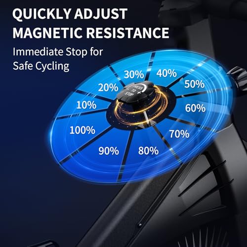 Image of Exercise Bike,Adjustable Resistance Indoor Cycling Bike for Home Exercise - Stationary Bike with Smartphone Holder, LCD Display & Heart Rate Monitor